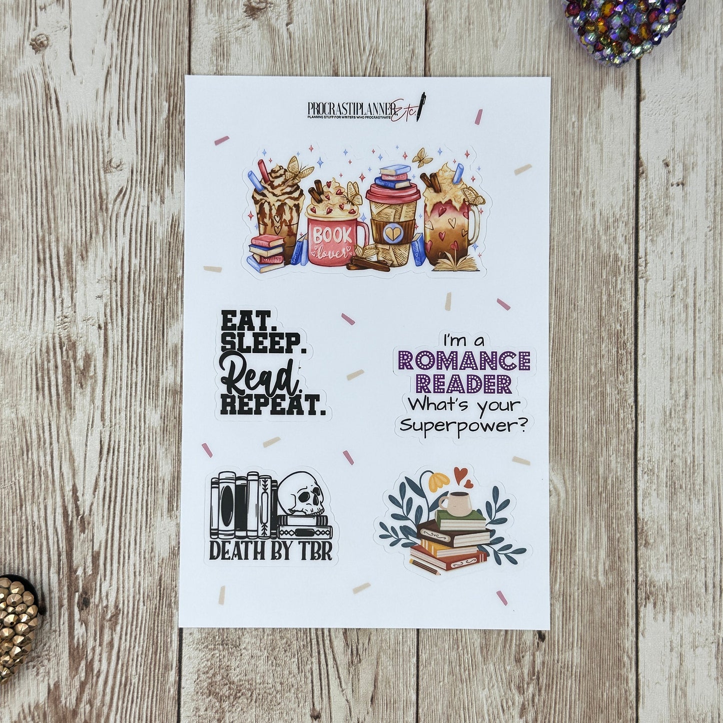 Book Lover Theme Vinyl Decal Sticker Sheet