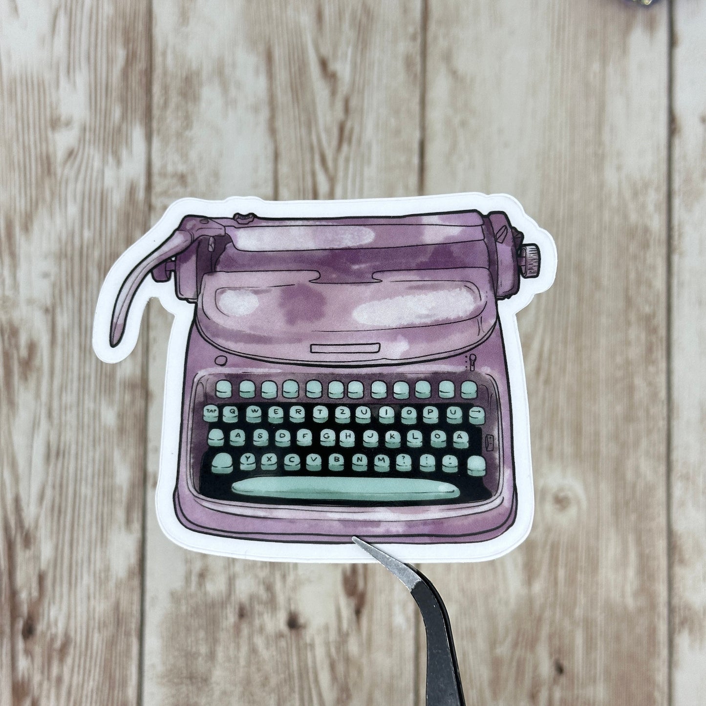 Purple Typewriter - Clear Waterproof Sticker, Decal