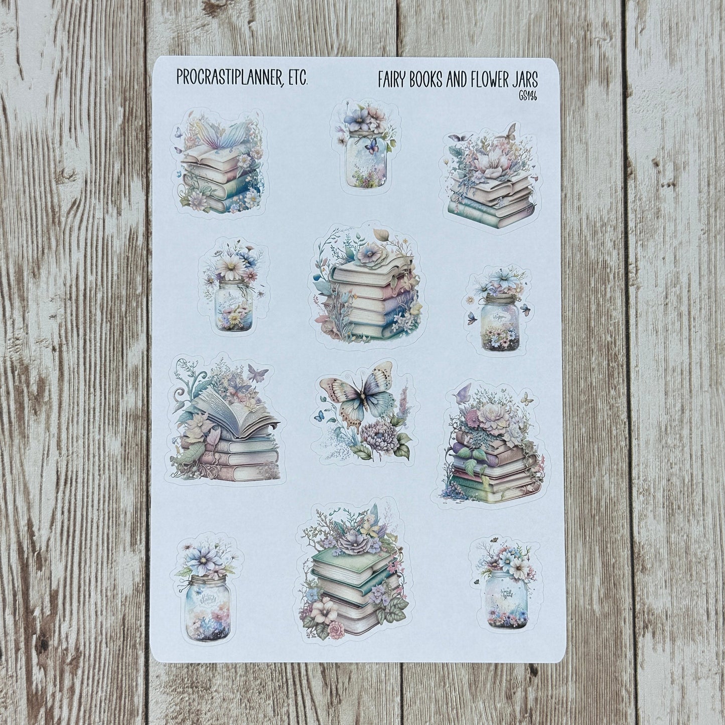 Fairy Books and Flower Jars Planner Stickers for Agendas Journals Scrapbooks