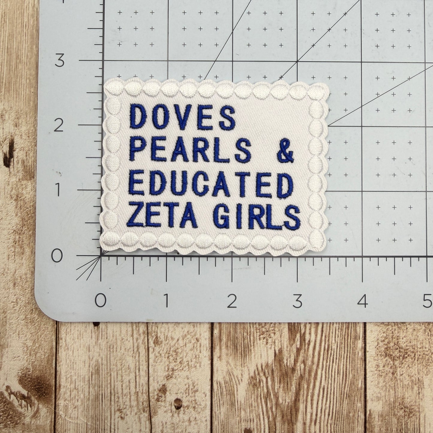Doves, Pearls & Educated Zeta Girls Iron On Patch
