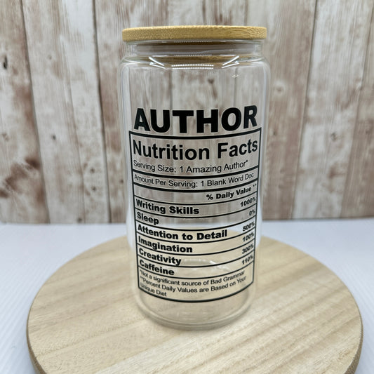 Author Nutrition Facts 16 Ounce Glass Can with Bamboo Lid