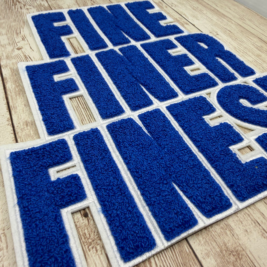 Fine Finer Finest Chenille Iron On Patch