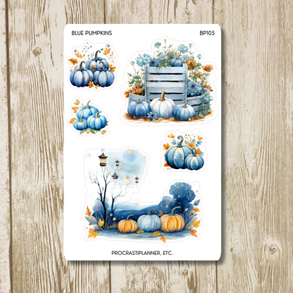 Blue Pumpkins Fall Planner Stickers