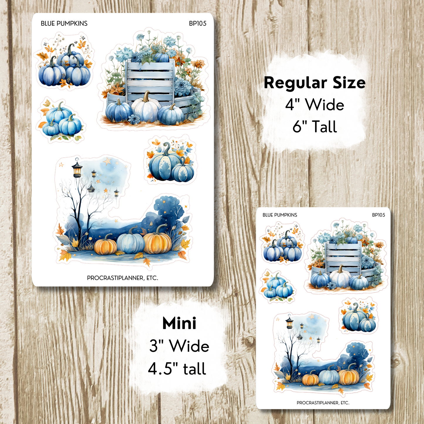 Blue Pumpkins Fall Planner Stickers