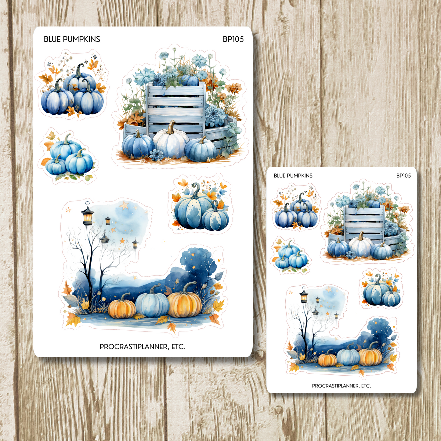 Blue Pumpkins Fall Planner Stickers