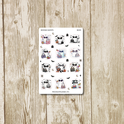 Boogie Ghosts & Martinis Halloween Planner Stickers