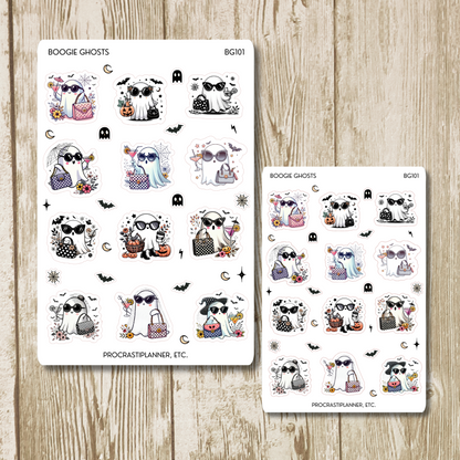 Boogie Ghosts & Martinis Halloween Planner Stickers