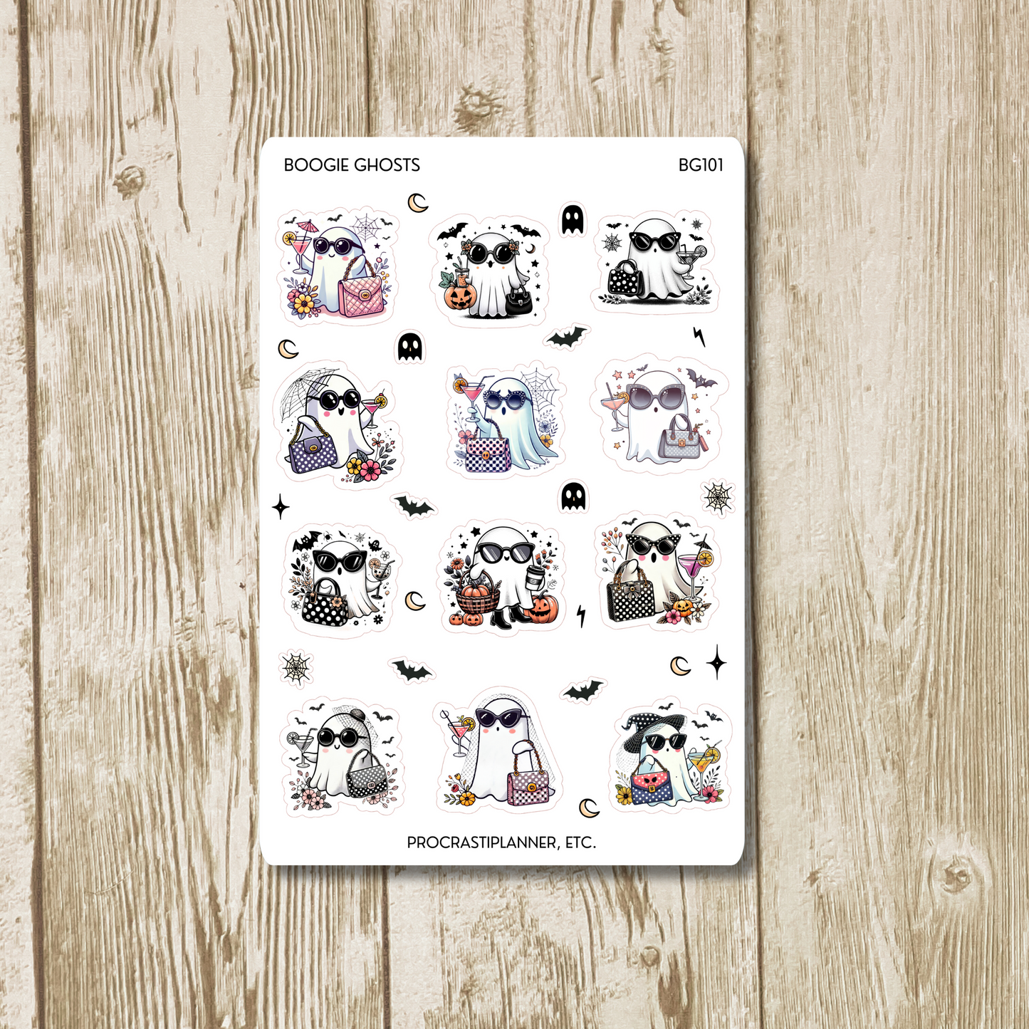 Boogie Ghosts & Martinis Halloween Planner Stickers