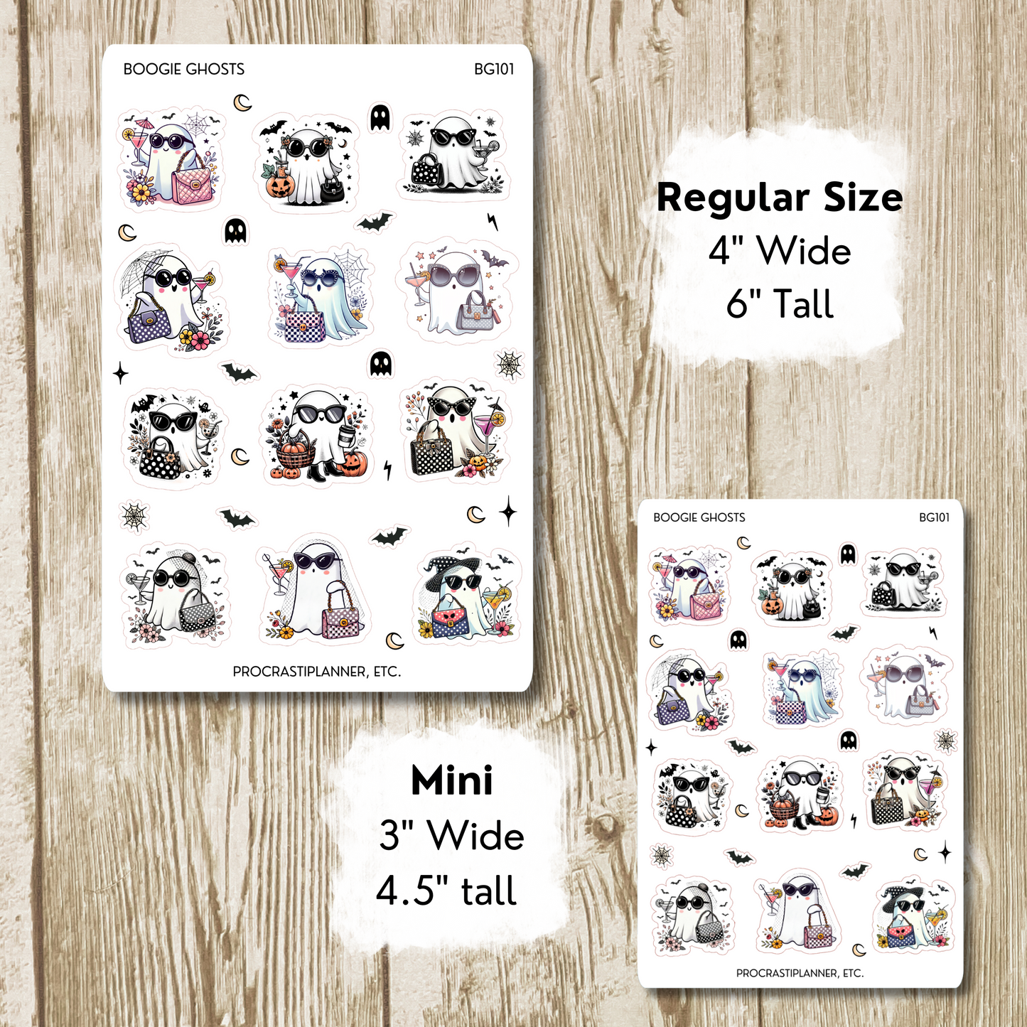 Boogie Ghosts & Martinis Halloween Planner Stickers