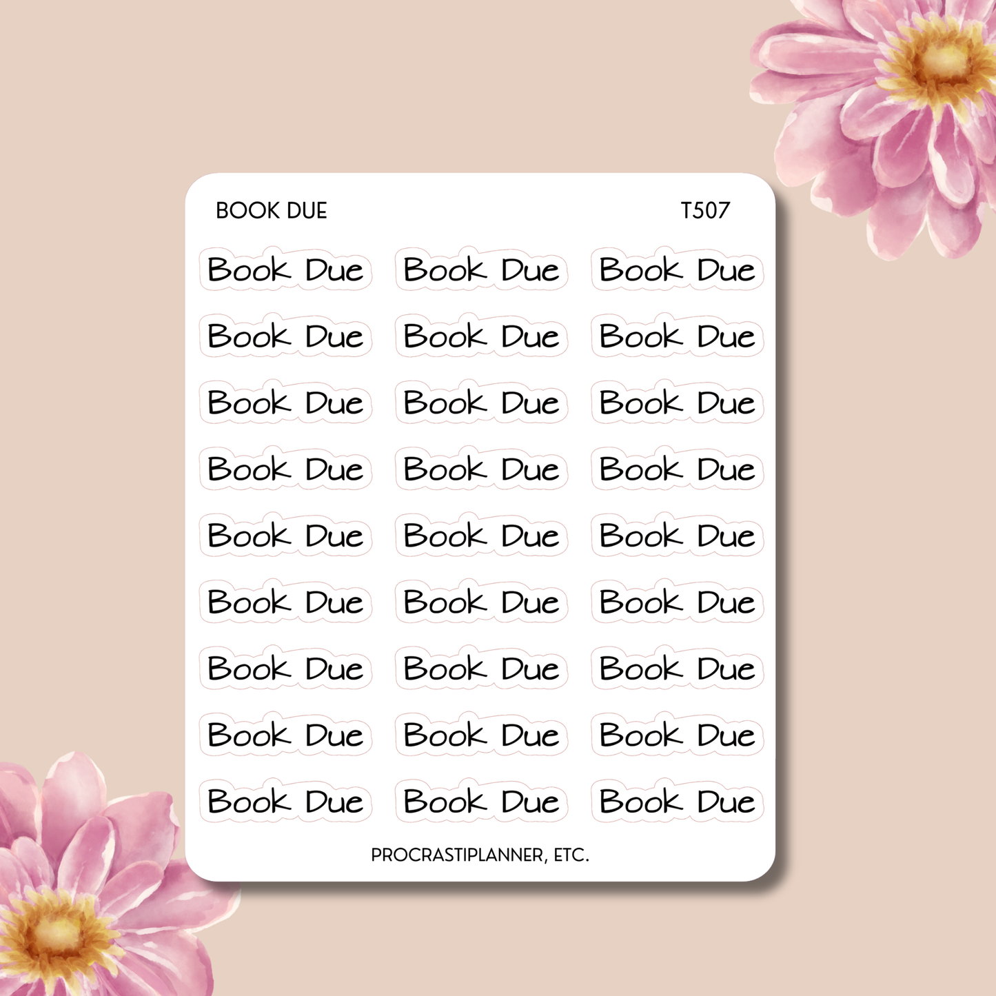 Book Due - Black Text