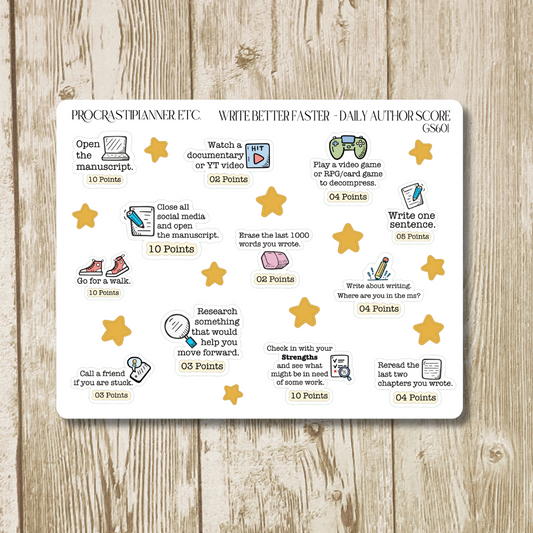 Write Better Faster Daily Author Score Planner Stickers