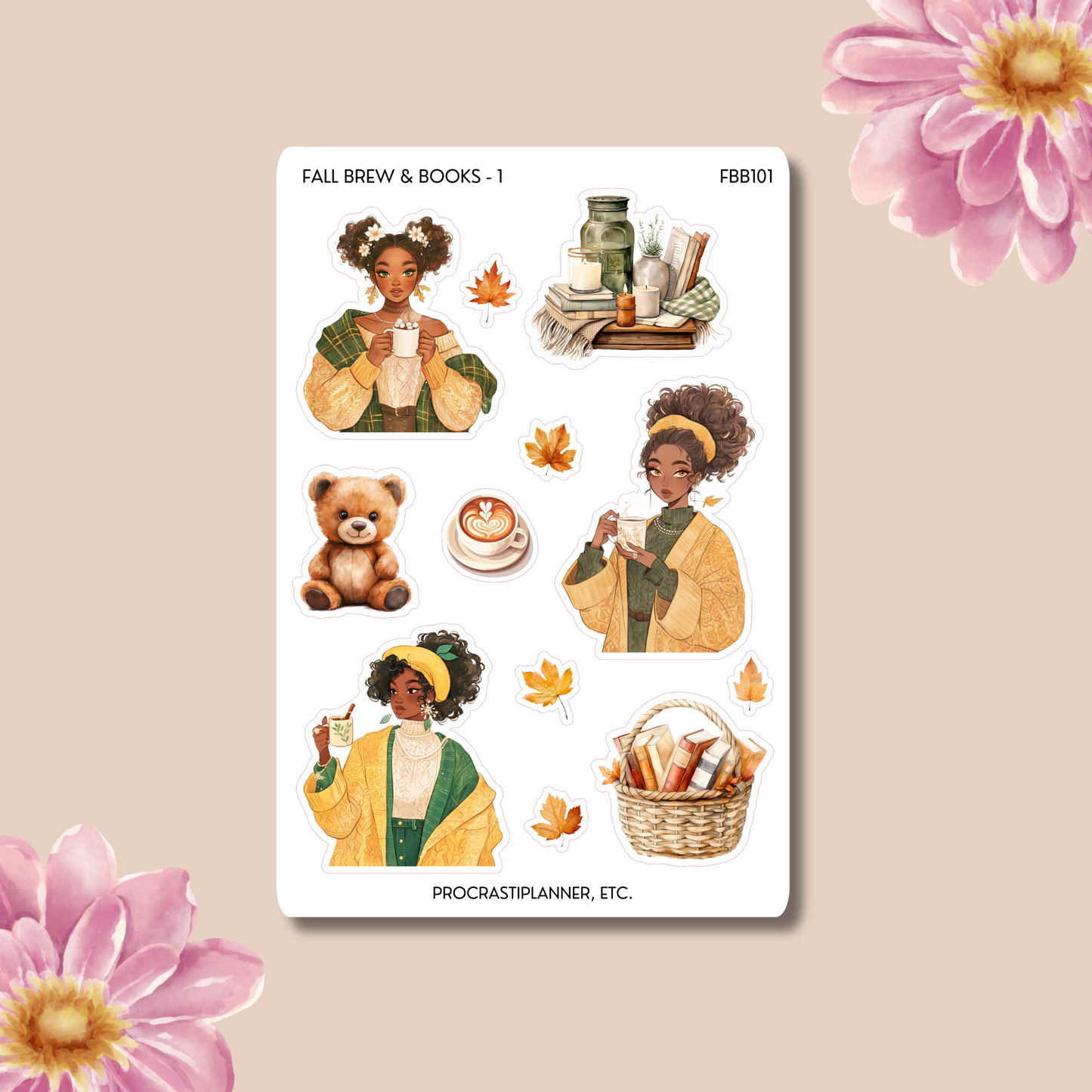 Fall Brew and Books Planner Stickers