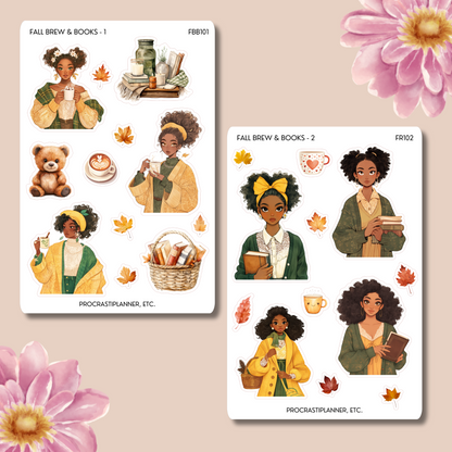 Fall Brew and Books Planner Stickers