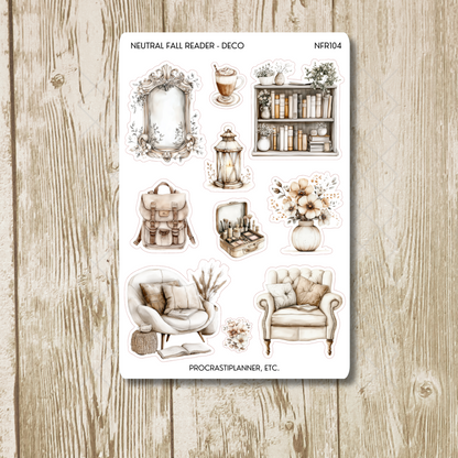 Neutral Fall Reader Autumn Planner Stickers