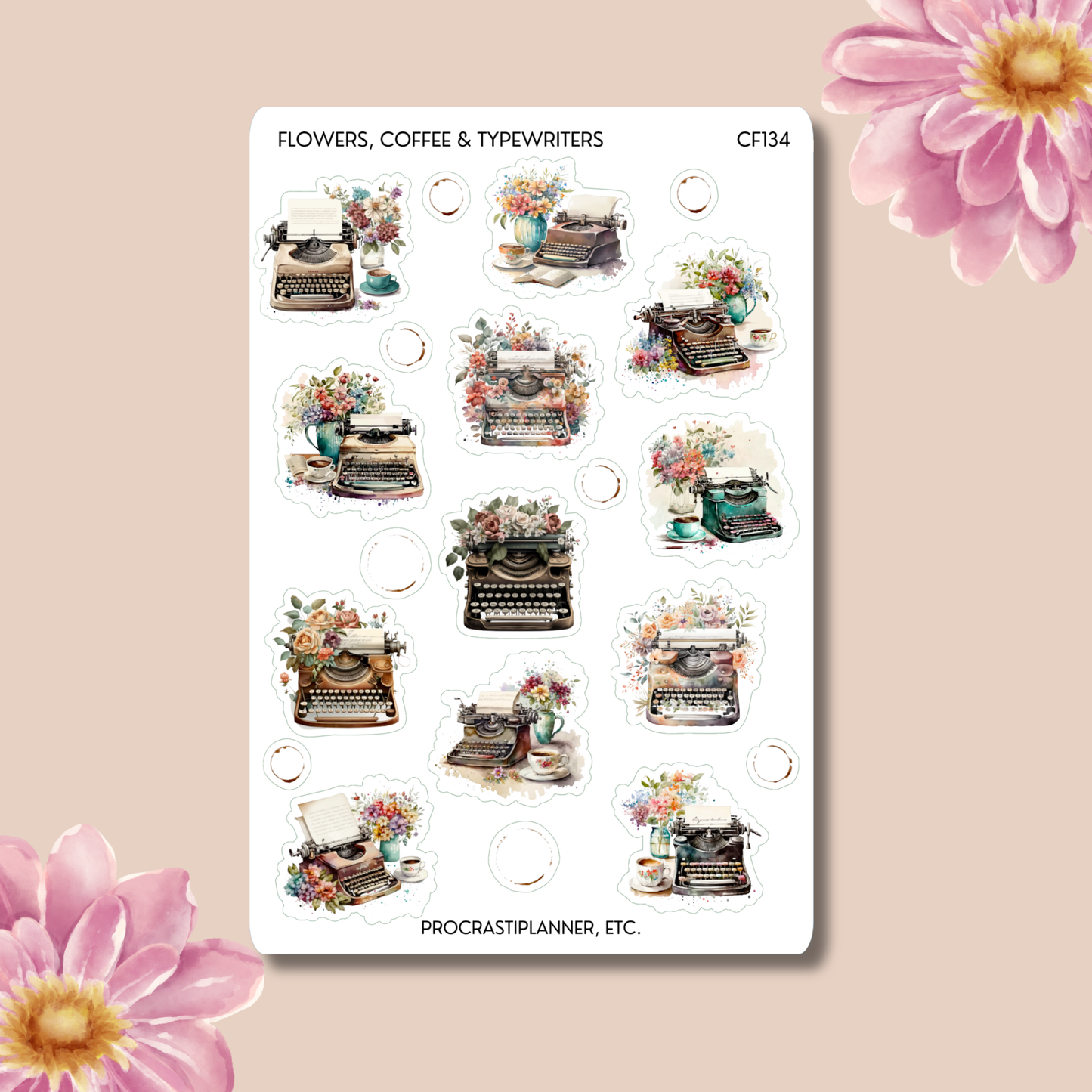 Flowers Coffee and Typewriters