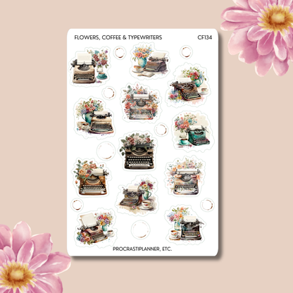 Flowers Coffee and Typewriters