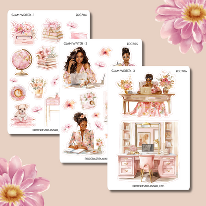 Glam Writer Planner Stickers | Elegant Writing Stickers for Authors, Novelists & Book Lovers | Luxury Writing Planner Stickers