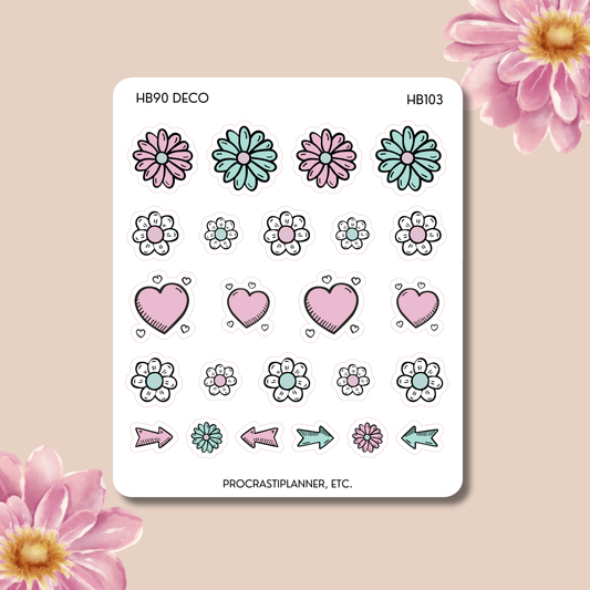 HB90 Method - DECO Sheets Flowers, Hearts, Arrows