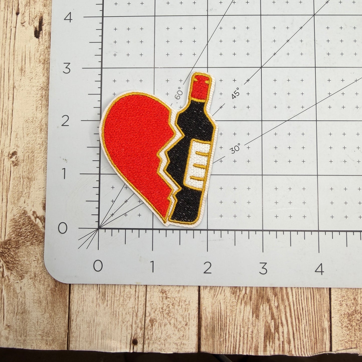 Heart Wine Bottle Iron On Patch