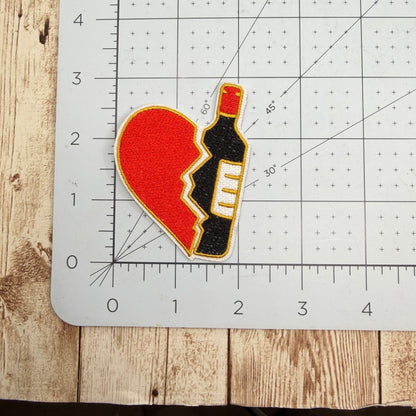 Heart Wine Bottle Iron On Patch