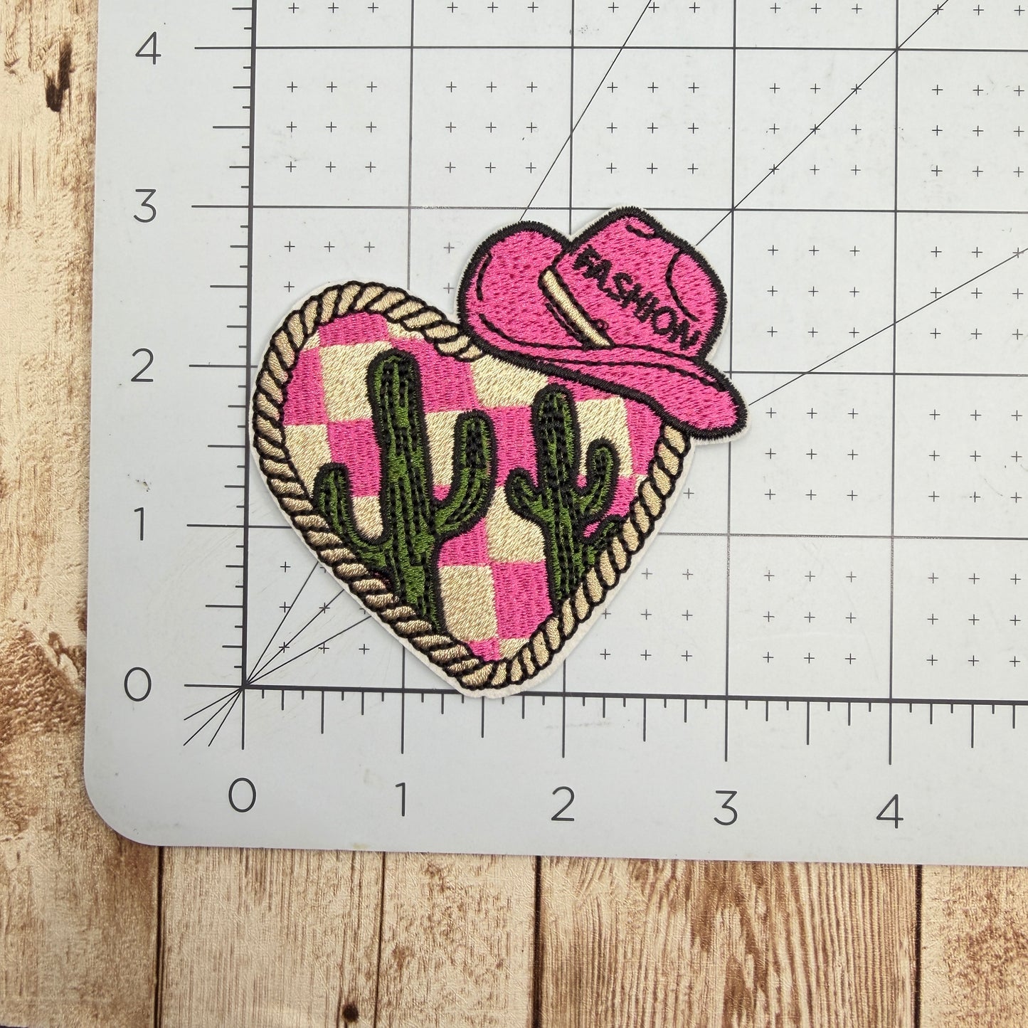 Heart and Hat Fashion Iron-on Patch Brown or Pink