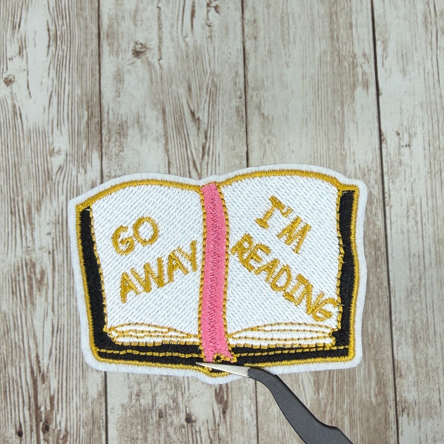 Go Away I'm Reading Iron-on Patch