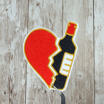 Heart Wine Bottle Iron On Patch
