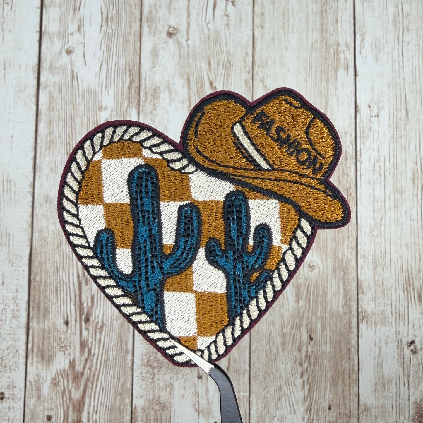 Heart and Hat Fashion Iron-on Patch Brown or Pink