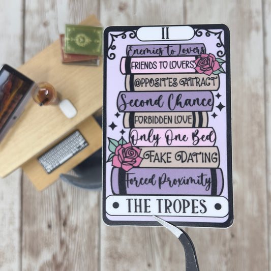 The Romance Book Trope Tarot Card Waterproof Sticker, Decal