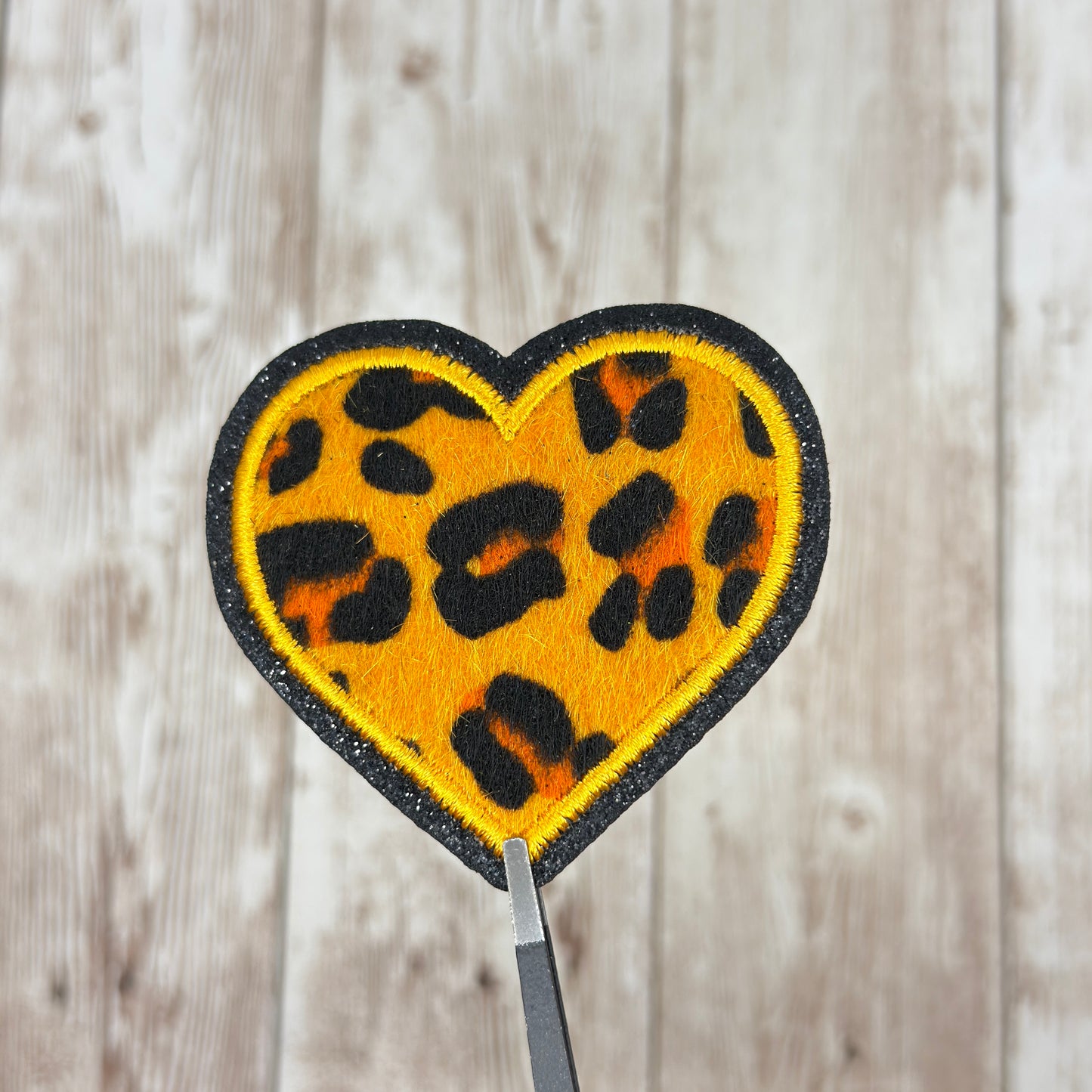 Leopard Print Heart Iron On Patch