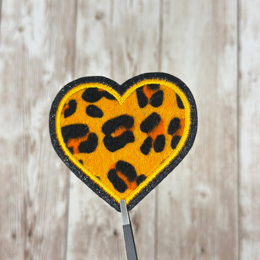 Leopard Print Heart Iron On Patch