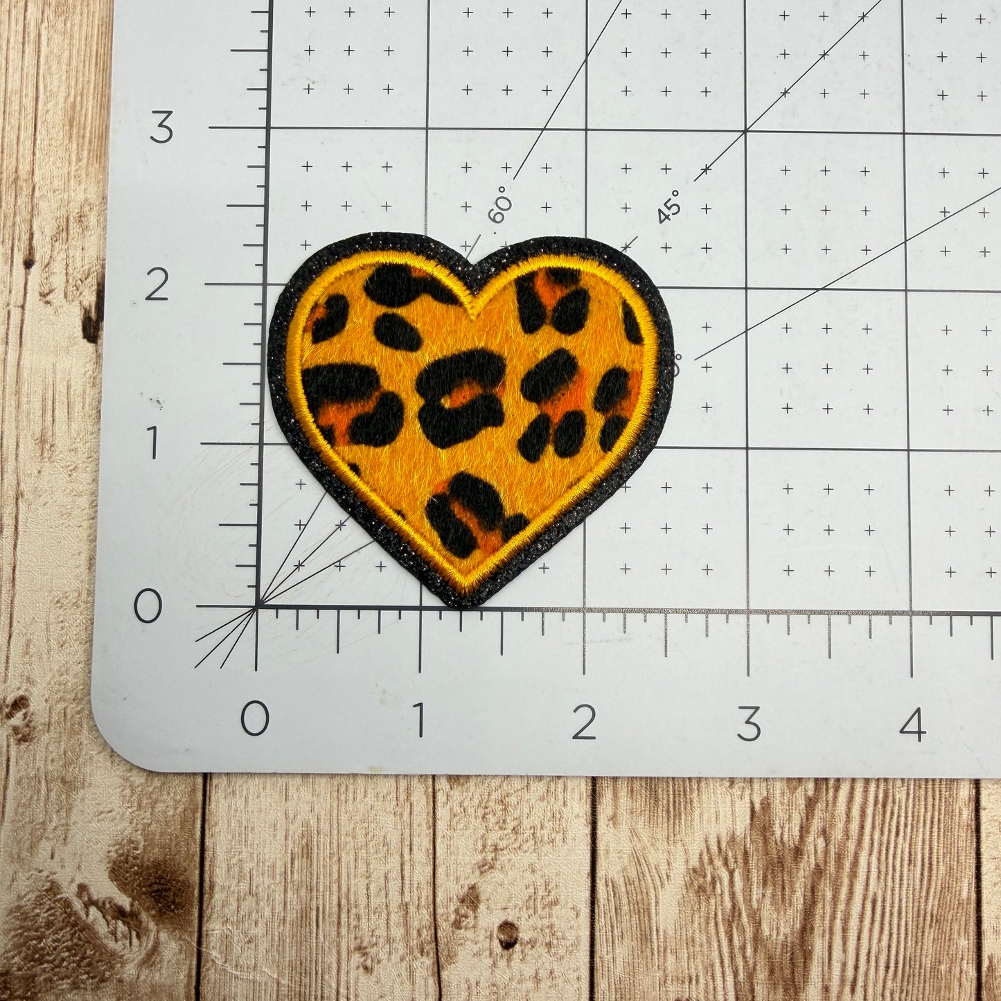 Leopard Print Heart Iron On Patch