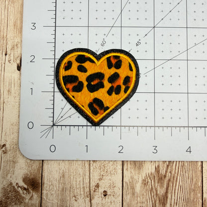 Leopard Print Heart Iron On Patch