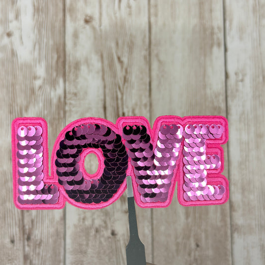 Love Sequins Word Iron-on Patch