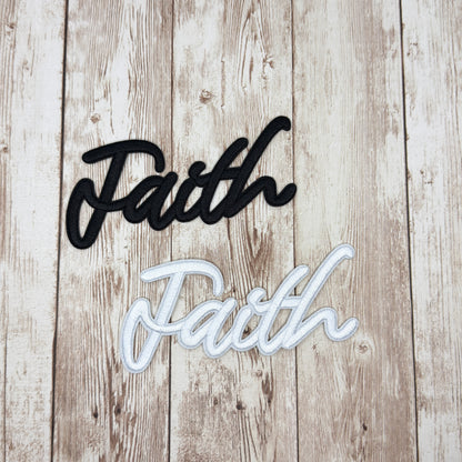 FAITH - Script Iron On Patch - Multiple Colors
