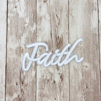 FAITH - Script Iron On Patch - Multiple Colors