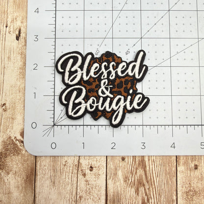Blessed and Bougie Leopard Print Iron On Patch