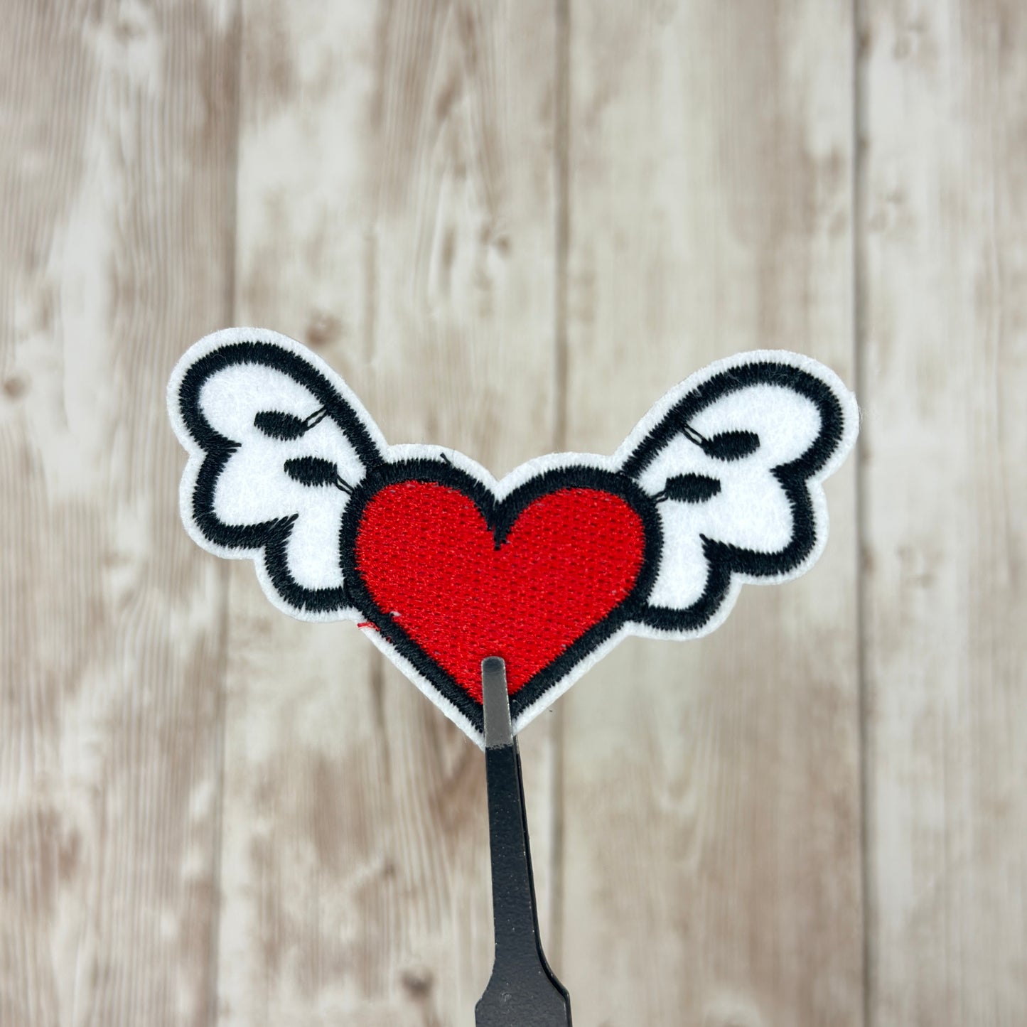 Red Heart with Wings Iron On Patch