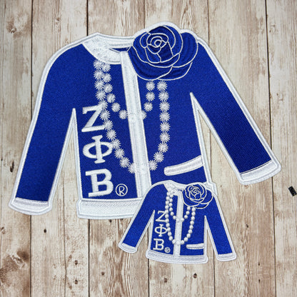 Zeta Phi Beta Sweater and Pearls Iron On Patch