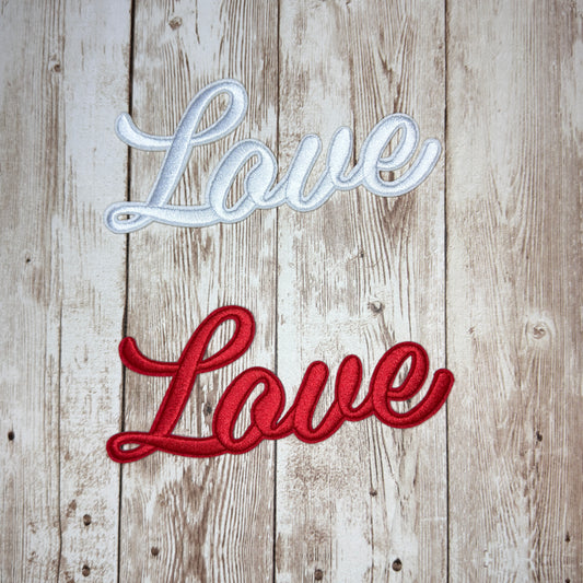 LOVE - Script Iron On Patch - Multiple Colors