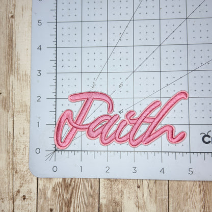 FAITH - Script Iron On Patch - Multiple Colors