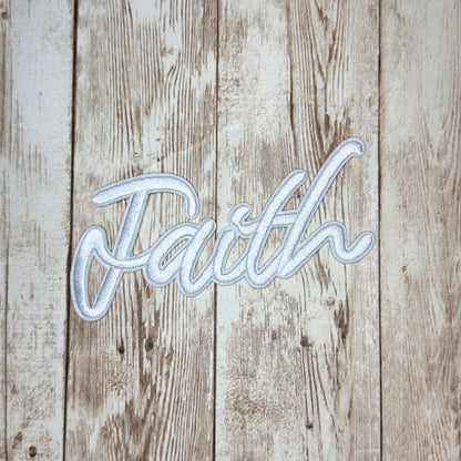 FAITH - Script Iron On Patch - Multiple Colors