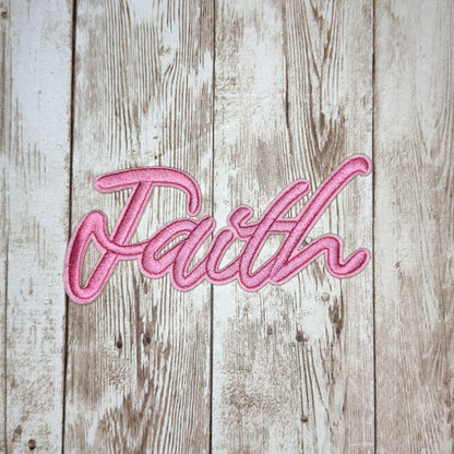 FAITH - Script Iron On Patch - Multiple Colors
