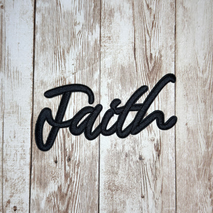 FAITH - Script Iron On Patch - Multiple Colors