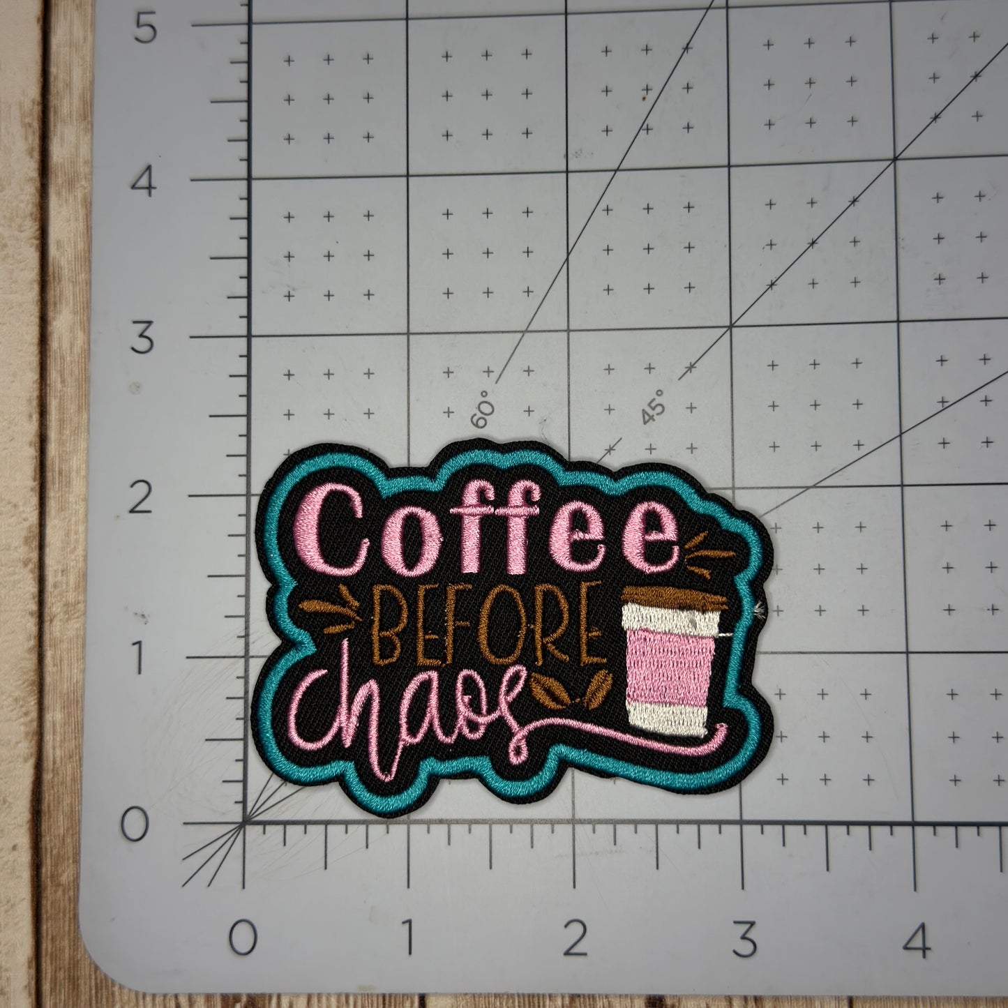 Coffee Before Chaos Iron-on Patch