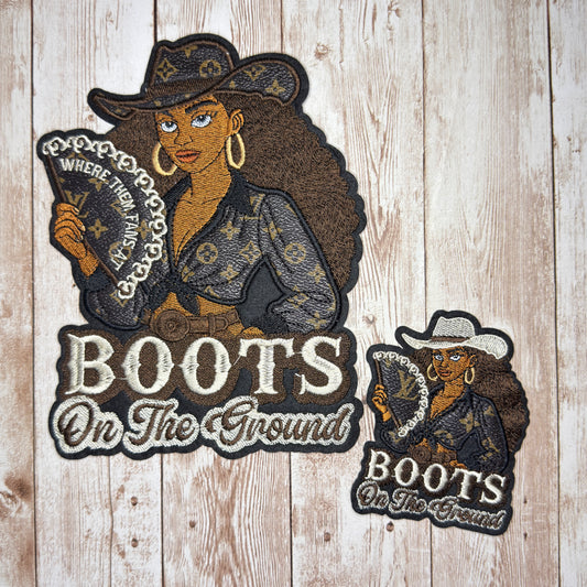 Boots On the Ground with Woman Iron-on Patch