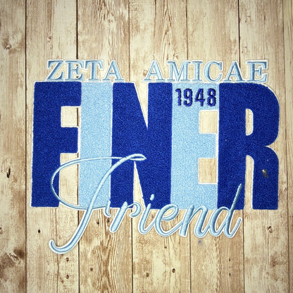 Zeta Amicae Finer Friend Iron On Patch Large