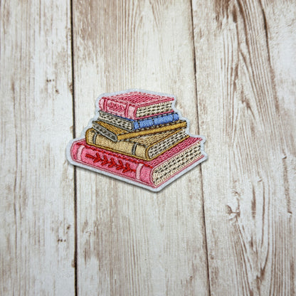 Pink Stack of Books Iron-on Patch
