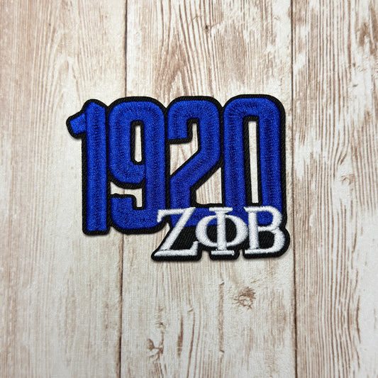 1920 Zeta Phi Beta Stacked Iron On Patch -Small
