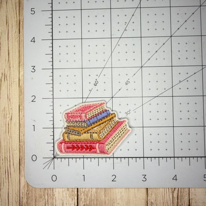 Pink Stack of Books Iron-on Patch